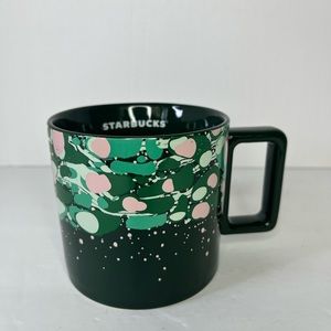 Starbucks Holiday 2022 Marble Green and Pink Forest Venetian Ceramic Mug‎ 12oz